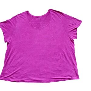 New Condition Eileen Fisher Woman 3X Purple Linen Short Sleeve T Shirt